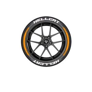 8 PCS For 4 Tire Wheel Sticker Orange HELLCAT In-One-Piece 3D Tire Letter SRT